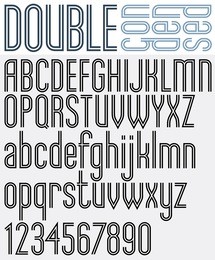 double line retro style geometric font, light condensed version, trendy and stylish letters alphabet. best for use as headlines in advertising, graphic designs, posters and web design. vector.