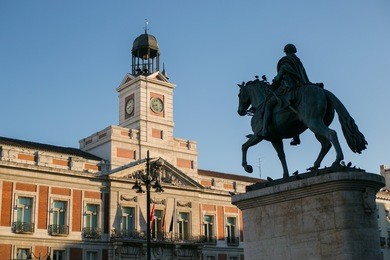  philip iii & casa real de correos  metropolitan administration at puerta del sol  in  madrid ,spain