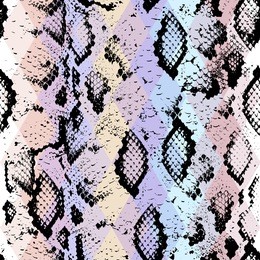 snake skin texture  with colored rhombus. geometric background. seamless pattern black purple blue pink background, colorful psychedelic geometric mosaic ornament triangle. vector illustration