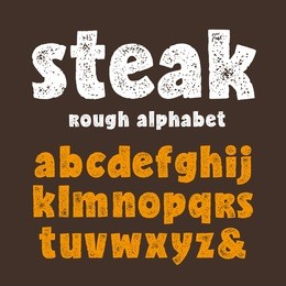 bold font with texture for grill bar menu. rough alphabet