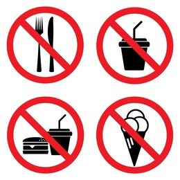 prohibition signs for eating and drinking . vector illustration