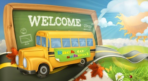 road to school vector background