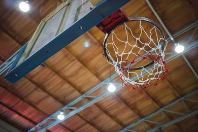 basketball hoop in sport hall 