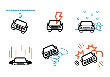 car accident insurance pictogram line icon vector