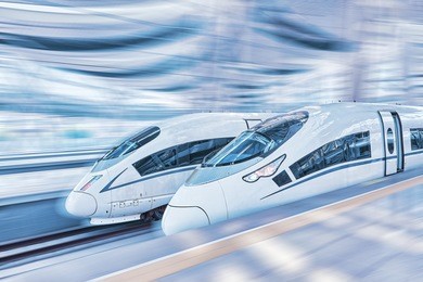 modern hi-speed  passenger train. motion effect. 