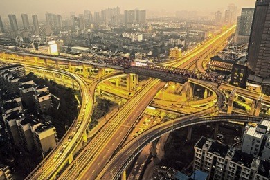 a road junction at evening in changsha ,china