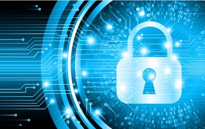 dark blue color light abstract technology background for computer graphic website internet and business. circuit. vector illustration. infographics. motion move blur.neon. lock, key, padlock