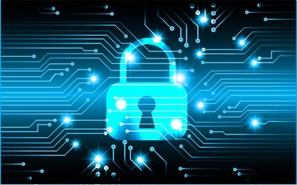 dark blue color light abstract technology background for computer graphic website internet and business. circuit. vector illustration. infographics. motion move blur.neon. lock, key, padlock