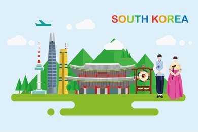 south korea flat seoul city skyline design