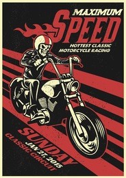 motorbike racing event poster in vintage and dirty texture