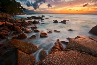 after tropical sunset. karon beach. phuket island. kingdom thailand