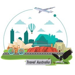  illustration. travel around australia.
