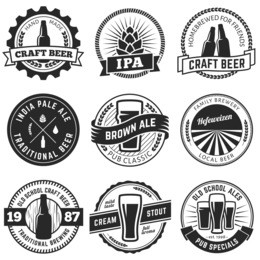 set of vintage craft beer labels and emblems