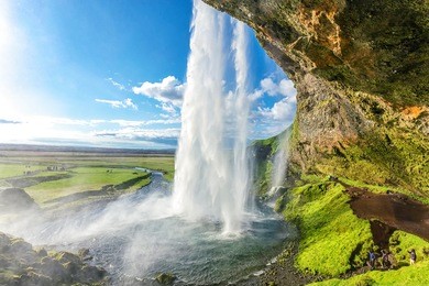 at the back of seljalandsfoss in iceland