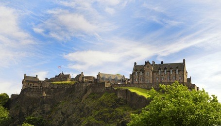 edinburgh castle on a cliff in scotland, uk