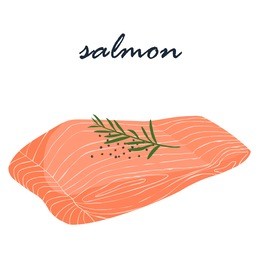 raw salmon with rosemary herb black pepper vector