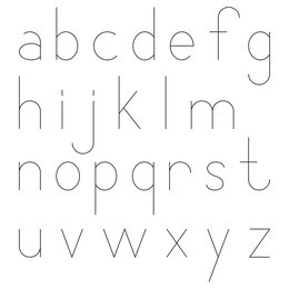 latin alphabet letters, font set, lower case, outlined, black isolated on white background, vector illustration.