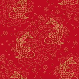 chinese vector seamless pattern with koi fish