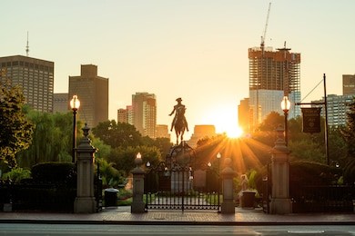 george washington monument in public garden boston massachusetts usa