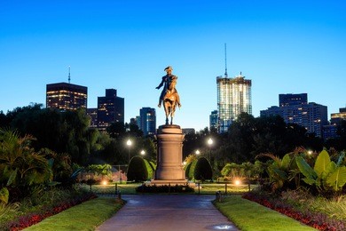 george washington monument in public garden boston massachusetts usa