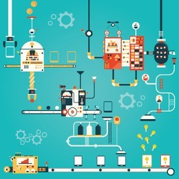 modern vector illustration of tablet pc manufacturing
