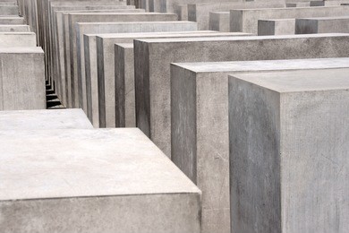 detail of the memorial for the murdered jews of europe by architect peter eisenman. this berlin monument consists of 2711 concrete pillars.