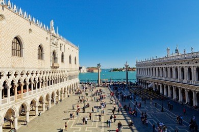the st. mark's square (piazza san marco) with campanile and doge's palace. venice, italy