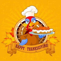 thanksgiving turkey serving pumpkin pie