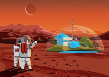 space home on mars. the base humans in space
