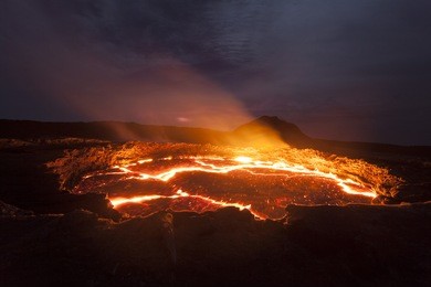 active volcano, lava lake, erta ale, ethiopia
