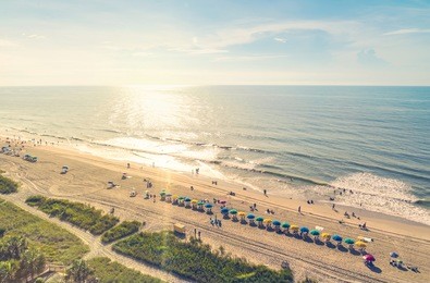 myrtle beach south carolina aerial view at sunset