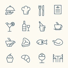 restaurant line icons