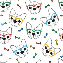 seamless dog doodle hipster pattern. 
