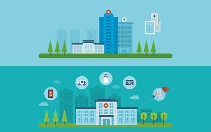 flat design modern illustration concept for healthcare, medical center and hospital building