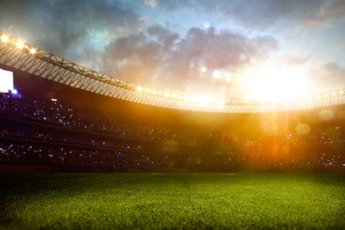 evening stadium arena soccer field defocus background
