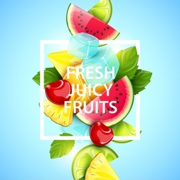 vector colorful background with fruits and berries.