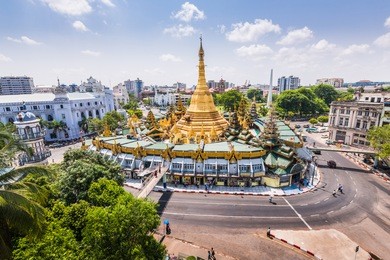 sule pagoda during the day from above