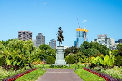 george washington monument in public garden boston massachusetts usa
