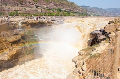hukou waterfall-the biggest yellow waterfall in china. it located in the middle reaches of the yellow river. taken on the jixian county, shanxi, china.
