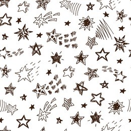 vector stars and comets doodle seamless pattern
