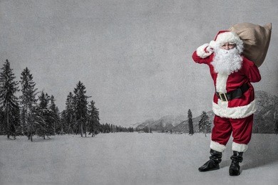 santa claus with a big bag of presents