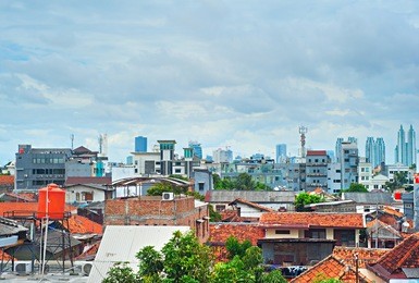 architecture of jakarta from suburb to downtown. indonesia
