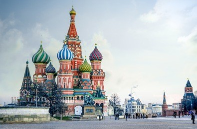 saint basil's cathedral on red square in moscow, russia