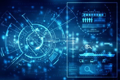 background conceptual image of digital 3d icons