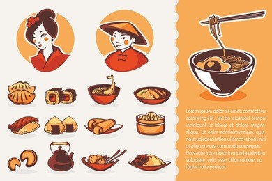 vector collection of japanese food symbols