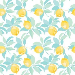 seamless pattern on white background. vector illustration of fruit lemon.