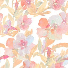watercolor illustration of petunia flowers seamless pattern
