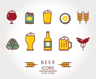 modern vector isolated illustration beer icons set. line style design.