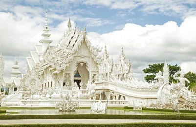 white temple of buddhism in the northe of thailand