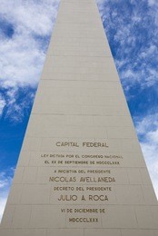 details of the obelisco de buenos aires with blue sky (obelisk of buenos aires) is a national historic monument and icon of buenos aires. argentina